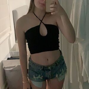Black Drawstring Crop Top